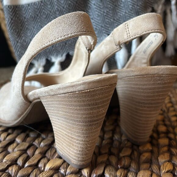 Paul Green Savannah Pump Tan Suede Peep Toe Block Heel Size 7,5 - Picture 8 of 15